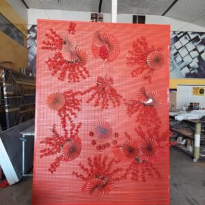 Geisha Temalı Kırmızı Duvar Dekoru